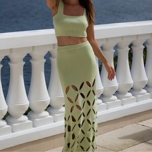 Yellow the Label Chic Knit Skirt Set in Light Green / NWT